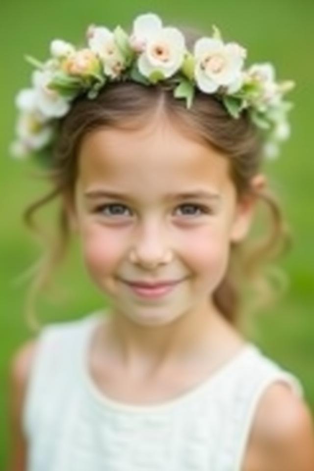 Porträt eines Mädchens mit Blumenkranz